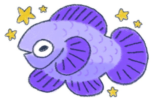 Fish with purple color and yellow stars